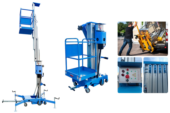 Single mast aluminum alloy lifting platform (for loading)