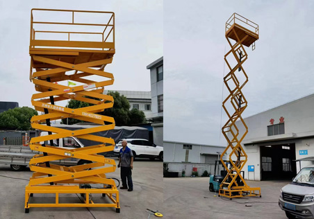 11 meter fixed car mounted scissor fork lifting platform for shipment